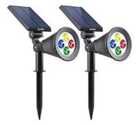 Lumisky Spots solaires Spiky C34 - LED multicolore RGB dimmable 34 cm à piquer/à fixer - Lot de 2