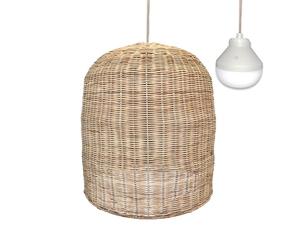 Lumisky Suspension GIACOMO NOMAD en rotin naturel style bohème avec ampoule LED blanc/RGB nomade