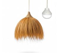 Lumisky Suspension MASAI NOMAD en herbe de rayung style bohème avec ampoule LED blanc/RGB nomade