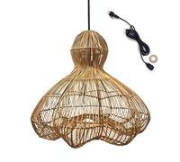 Lumisky Suspension sur secteur pour l'extérieur RONDA OUTDOOR CABLE en rotin naturel style bohème 5m de longueur de câble