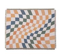 LumiSyne Couverture Plaid En Coton Tissé Avec Gland Style Ethnique Bohème Motif Géométrique Aztèque Navajo Jeté De Lit Jeté De Canapé Couvre-Lit Couverture De Camping Tapisserie Nappes Tapis 160x130cm