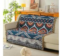 LumiSyne Double Face Couvertures Coton Tissé Jetés De Lit avec Gland Jungle Style Bohême Tapisserie Châle Décorative Jeté De Canapé Couvre-Lit Couverture De Camping Nappes Tapis 160x130cm