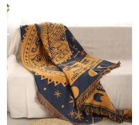 LumiSyne Double Face Couvertures Coton Tissé Jetés De Lit avec Gland Motif Géométrique Bohême Style Ethnique Vintage Décorative Jeté De Canapé Couvre-Lit Couverture De Camping Tapisserie Nappes Tapis