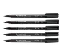 Lumocolor 313-9x Lot De 5 Feutres Universels Permanents, Résistants Aux Frottements Et À L'eau Sur Presque Toutes Les Surfaces, Largeur De Ligne S 0,4 Mm, Rechargeables, Longue Durée De Vie,