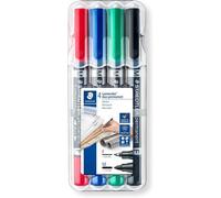 Lumocolor 348, Feutres Indélébiles À Double Pointe, Pointe Moyenne De 1.5 Mm Et Pointe Fine De 0.6 Mm, Étui Chevalet Avec 4 Couleurs Assorties, 348 Wp4