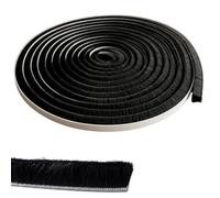 Lumonic 5m Joint à brosse noir 10mm | Auto-adhésif + Découpable | Coupe-courant d'air, protection contre le froid, moustiquaire pour fenêtres, portes, armoire