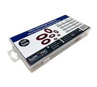 Lumonic Assortiment de joints en fibre | 150 pièces, 14 tailles courantes (10-24mm) | Kit de joints plats sanitaires | dans une boîte d'assortiment pratique