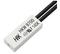 Lumonic HKW9700 Interrupteur de température flat | 145°C ± 5°C | Contact NO NO | max. AC 250V/5A | max. DC 24V/8A | Câble 70mm | 21x8x4mm | Interrupteur thermique, bimétallique, KSD9700 | Moteurs, blo