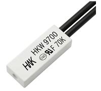 Lumonic HKW9700 Interrupteur de température flat | 70°C ± 5°C | Contact NO NO | max. AC 250V/5A | max. DC 24V/8A | Câble 70mm | 21x8x4mm | Interrupteur thermique, bimétallique, KSD9700 | Moteurs, bloc