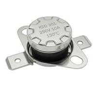 Lumonic KSD301 Interrupteur de température rond | 150°C ± 5°C | Contact NC NC | max. 250V AC/10A | Prise plate | Ø15×12mm | Interrupteur thermique, bimétallique | Machines à café, fers à repasser, fou
