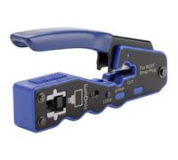 Lumonic Pince à sertir « Pass-Through » pour connecteurs RJ45 - pour connecteurs « Pass-Through », Corps métallique, sertissage et Coupe Frontale en Une Seule opération, Toutes Classes Cat