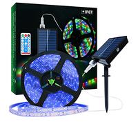 Lumtang Ruban LED Solaire Extérieur, 10m 560 LEDs Bande LED IP67 Étanche, Lumières LED Bleue avec Télécommande, 8 Modes d'Eclairage 2835 SMD Guirlande Lumineuse pour Arbres de Jardin Noël