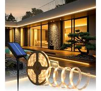 Lumtang Ruban LED Solaire Extérieur, 5m 280 LEDs Bande LED IP67 Étanche, Lumières LED Blanc Chaud avec Télécommande, 8 Modes d'Eclairage 2835 SMD Guirlande Lumineuse pour Arbres de Jardin Noël