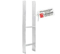 LUN FIX Ancrage H 140x600x6 mm, Acier Galvanisé À Chaud, Terrasse | Support Poteau Bois, Pied De Poteau Et Ancre Poteaux Pour Clôture, Pergola, Carport, Support Extérieur