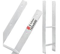 LUN FIX Ancrage H 160x600x6 mm, Acier Galvanisé À Chaud, Terrasse | Support Poteau Bois, Pied De Poteau Et Ancre Poteaux Pour Clôture, Pergola, Carport, Support Extérieur