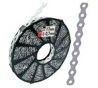 LUN FIX Bande perforée, 17x0,7mm, 10m, Acier galvanisé, connecteur mural | bande de montage perforée métallique, bande métallique, fixation pour atelier, construction en bois