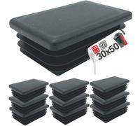 LUN FIX Bouchon Tube Carré 30x50 mm, Bouchons Lamelles Plastique Noir, Embout Pied De Chaise, Protection Pied De Chaise, Patins pour Meubles, Cache Tube, pour Chaises, Tables, Canapés, 10 pcs