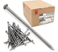 LUN FIX Clous Bois 2x40 mm, 1 kg, 1000 Pièces, Pointe Acier Tête Plate | Clou Non-Galvanisé Pour Décoration Intérieure, Travail Du Bois, Bricolage, Meubles, Clous de Finition, Pointes