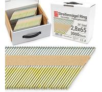 LUN FIX Clous Charpente 3000 pcs, Tête D, 2,8x65 mm, Galvanisé | 34°, Tige Lisse, en Bande Papier, Pour Pistolet À Clous, Cloueuse Pneumatique, Clou Pour Cloueur, Pointe