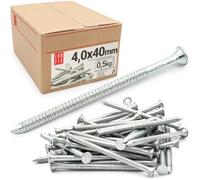 Lun Fix Clous d'ancrage galvanisés 4 x 40 mm - 0,5 kg Clous rainurés en bois pour travaux de construction, clous de construction 40 mm de long