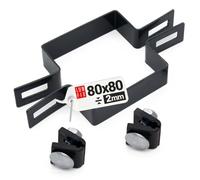 LUN FIX Collier De Serrage Central Rectangulaire 80x80mm Anthracite Métallique, Poteaux Clôture, Fixation Grillage Rigide, Entretoise Avec Bride De Fixation, Pour Tube Acier Et Poteaux De Clôture