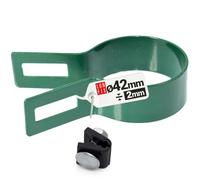 LUN FIX Collier De Serrage Latéral Rond 42 mm Vert Métallique | Poteaux Clôture, Fixation Grillage Rigide, Entretoise Avec Bride De Fixation, Pour Tube Acier Et Poteaux De Clôture