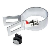 LUN FIX Collier De Serrage Latéral Rond 48 mm Argent Métallique, Poteaux Clôture, Fixation Grillage Rigide, Entretoise Avec Bride De Fixation, Pour Tube Acier Et Poteaux De Clôture, Collier