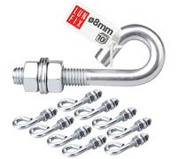 LUN FIX Crochet A Visser M8, 10 Pièces, Boulon A Oeil Acier Zingué | Vis Crochet Pour Fixation Et Suspension Câble, Clôture, Scellement Chimique Beton, Anneau A Visser, Boulons Résistant
