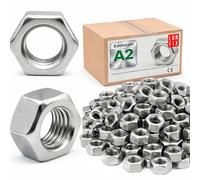 LUN FIX Ecrou Inox, 100 pcs, M12, Acier Inoxydable A2 V2A, ISO 4032 | 12mm, Écrou Hexagonal, Rondelles, Fixation Extérieur, Intérieur, DIN 934