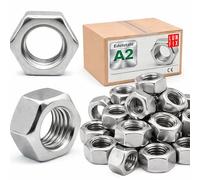 LUN FIX Ecrou Inox M16, DIN 934, ISO 4032, Acier Inoxydable A2 V2A, Écrou Hexagonal, Écrous 20 pcs Ø/diam. 16mm Pour Vis, Boulon, Tige Filetée, Rondelles, Fixation Extérieur, Intérieur