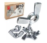 LUN FIX Écrou Papillon M10 DIN 315, 10 Pièces, Serrage Manuel Sans Outil | Écrous À Oreilles En Acier Zingué, Écrou À Oreille Pour Boulons Filetés, Vis, Montage Meuble, Machines, Jardin
