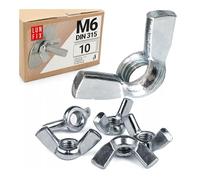 LUN FIX Écrou Papillon M6 DIN 315, 10 Pièces, Serrage Manuel Sans Outil | Écrous À Oreilles En Acier Zingué, Écrou À Oreille Pour Boulons Filetés, Vis, Montage Meuble, Machines, Jardin