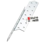 LUN FIX Equerre Charpentier 32x210 mm Gauche, 50 pcs, Ancrage Poutre Bois | Fixation Acier Galvanisé, Equerre Metal Perforée d'Angle, Connecteur Charpente pour Toiture, Ossature Bois, Meuble