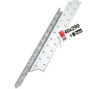 LUN FIX Equerre Charpentier 40x290 mm Gauche, 10 pcs, Ancrage Poutre Bois | Fixation Acier Galvanisé, Equerre Metal Perforée d'Angle, Connecteur Charpente pour Toiture, Ossature Bois, Meuble