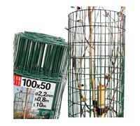 Lun Fix Filet de protection pour arbre, 100 x 50 mm, 2,2 mm, 0,8 m × 10 m | galvanisé et revêtement en PVC vert RAL 6005