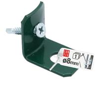 LUN FIX Fixation Support Poteaux Ø8 mm en L, Vert Clips Pour Clôture | Clip En Forme L Avec Vis 5,5x19 mm, Maintien Stable Du Fil De Tension Sur Grillage Rigide, Poteau, Attache Panneau Murale