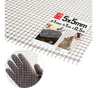 LUN FIX Grillage Fine Maille 1x0,5 m Inox, Anti Rongeur, Fil ø1, 5x5 mm