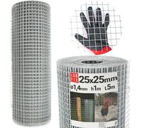 LUN FIX Grillage Voliere 25x25 mm Ø1,4 mm 1x5m, Clôture Acier Galvanisé | Grille métallique, Fil 1,4 Pour Voliere Exterieur, Enclos Poule Et Clapier, Protection Fiable Du Jardin Contre Les Rongeurs