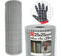 LUN FIX Grillage Voliere 25x25 mm Ø2 mm 1x25m, Clôture Acier Galvanisé | Grille métallique, Fil 2 Pour Voliere Exterieur, Enclos Poule Et Clapier, Protection Fiable Du Jardin Contre Les Rongeurs