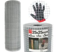 LUN FIX Grillage Voliere 25x25 mm Ø2 mm 1x5m, Clôture Acier Galvanisé | Grille métallique, Fil 2 Pour Voliere Exterieur, Enclos Poule Et Clapier, Protection Fiable Du Jardin Contre Les Rongeurs