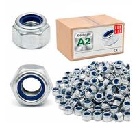 Lun Fix Lot de 100 écrous de sécurité M6, en acier inoxydable A2 V2A | DIN 985, anneau en nylon, véhicules et constructions en acier