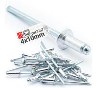 LUN FIX Rivet Pop Aluminium 4x10 mm, 1 kg, DIN 7337, Pour Tole | Fixation Aveugle Metal Tige Acier, Rivets Pop Plaque Immatriculation, Montage Atelier Carrosserie Automobile Réparation