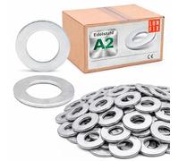 LUN FIX Rondelle Plate Inox M14x28 mm, 100 pcs, DIN 125, A2 V2A/AISI 304 | Pour Vis, Boulon, Ecrou, Tige, Pour Fixation, Résistant Corrosion