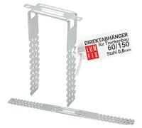 LUN FIX Suspension Directes 60/150 mm 0,8 mm, 1 pcs, Accessoire Bricolage | Équerre Pour Profilé En U CD 60/27, Suspension Plafond Fixation Placo, Attache Plafond Métal Acier Galvanisé Rail Placo