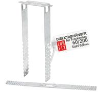 LUN FIX Suspension Directes 60/200 mm 0,8 mm, 1 pcs, Accessoire Bricolage | Équerre Pour Profilé En U CD 60/27, Suspension Plafond Fixation Placo, Attache Plafond Métal Acier Galvanisé Rail Placo