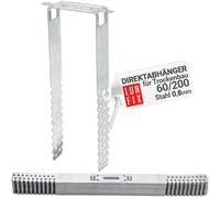 LUN FIX Suspensions Directes 60/200 mm 0,8 mm, 100 pcs | Équerre Pour Profilé En U CD 60/27, Suspension Plafond Fixation Placo, Attache Plafond Métal Acier Galvanisé Rail Placo