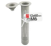 LUN FIX Tamis Scellement Chimique 12x60 mm M6, Douille Injection Pour Brique Creuse, Cheville Parpaing Creux, Pour Tige Filetée M6, Fixation Beton Et d'Ancrages Mur Creux
