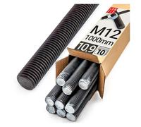 Lun Fix Tige filetée Lot de 10, M12 x 1000 mm, Acier galvanisé 10.9 | DIN 976, Filetage métrique, Goujon fileté, Vis longue, Fixation industrielle, Montage métal