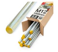 Lun Fix Tige filetée Lot de 10, M12 x 1000 mm, Acier galvanisé 8.8 | DIN 976, Filetage métrique, Goujon fileté, Vis longue, Fixation industrielle, Montage métal