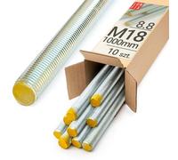 LUN FIX Tige filetée Lot de 10, M18 x 1000 mm, Acier galvanisé 8.8 | DIN 976, Filetage métrique, Goujon fileté, Vis longue, Fixation industrielle, Montage métal